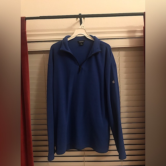 Mens Blue Apple Quarter Zip Polo Sweater - Picture 1 of 5